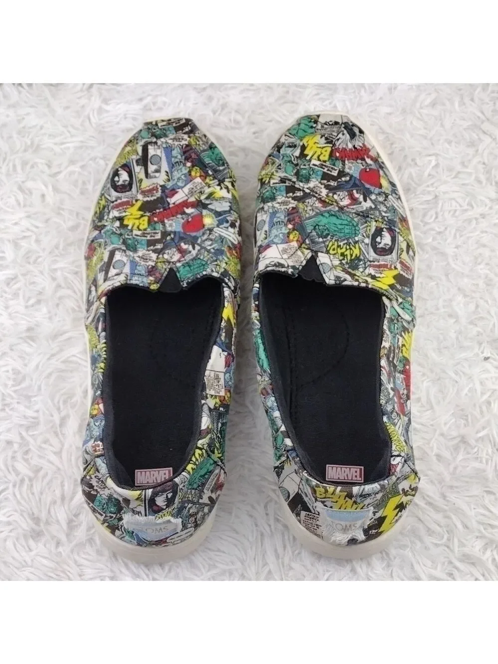 𝅺Toms X Marvel Tiny Alpargata Comic Book Pop Print Slip On Casual Sneaker Shoe